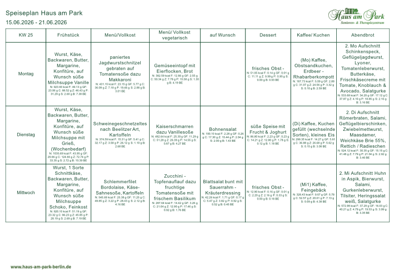 Speiseplan KW25 